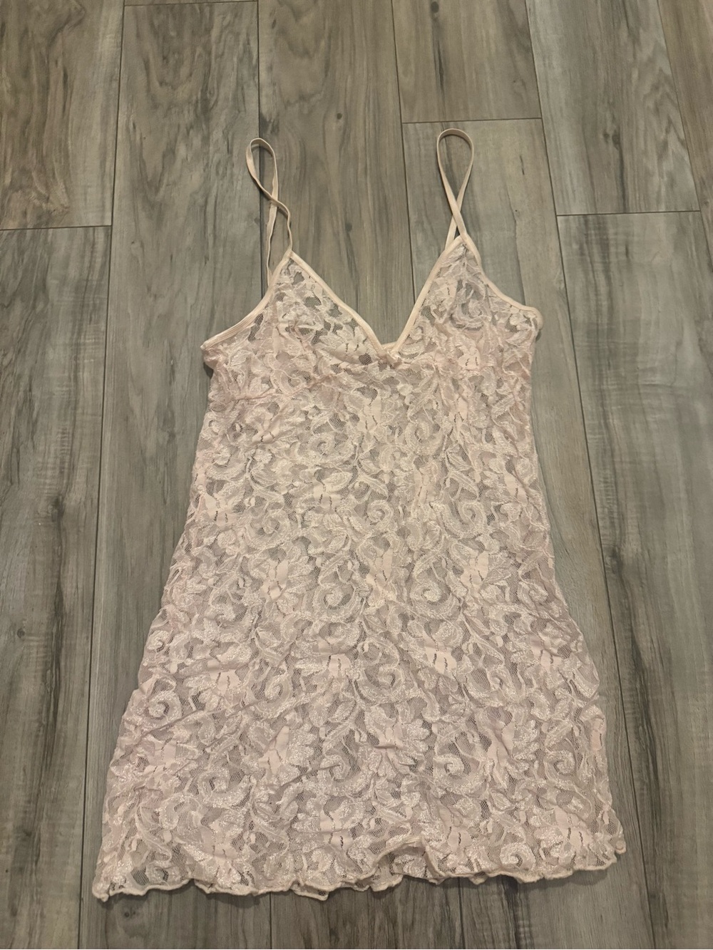 Vintage Delicate Lace Slip Dress - Pink
